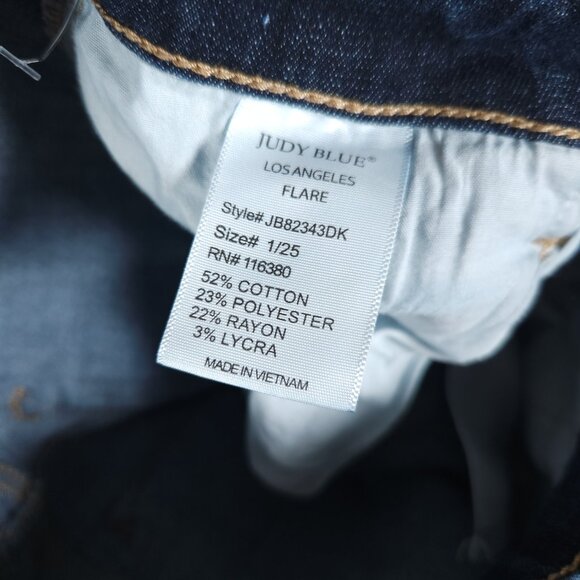 Judy Blue Womens Flare Jeans Size 1/25 Dark Wash Stretch Denim High Rise Boho - Picture 10 of 14